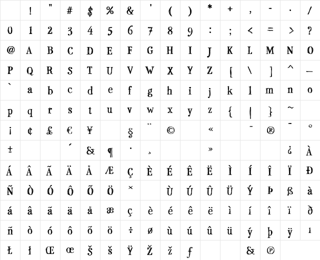 P22StanyanBold Regular Character Map P22StanyanBold Regular Character Map