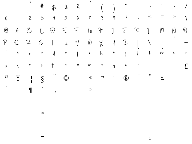 Marietta Sussafe Regular Character Map Marietta Sussafe Regular Character Map