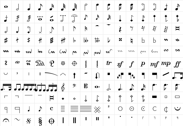 Nota1TT Regular Character Map Nota1TT Regular Character Map