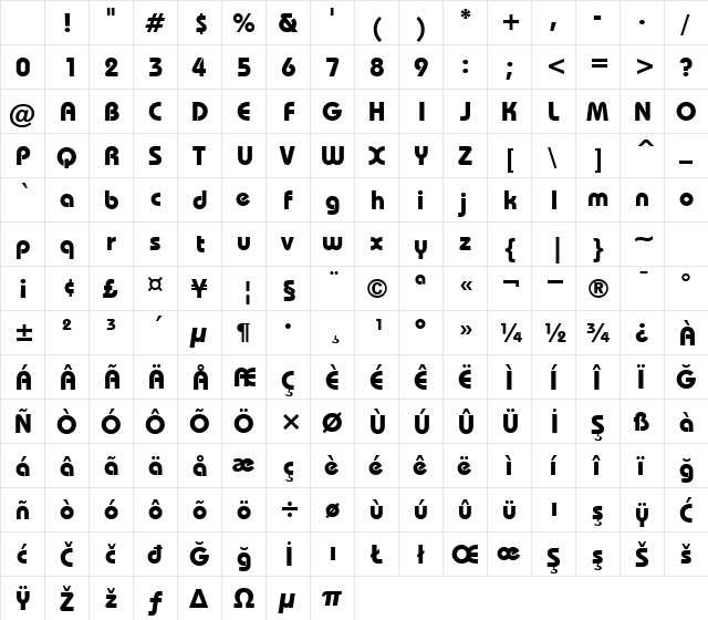 00222 Regular Character Map