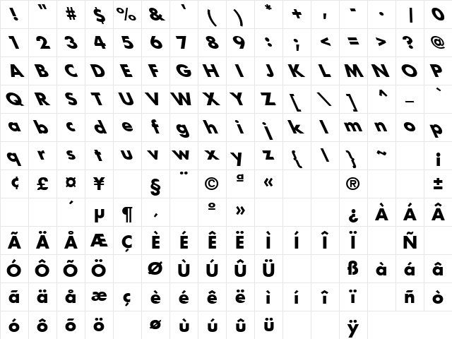 Heartbreaker 6 Regular Character Map Heartbreaker 6 Regular Character Map
