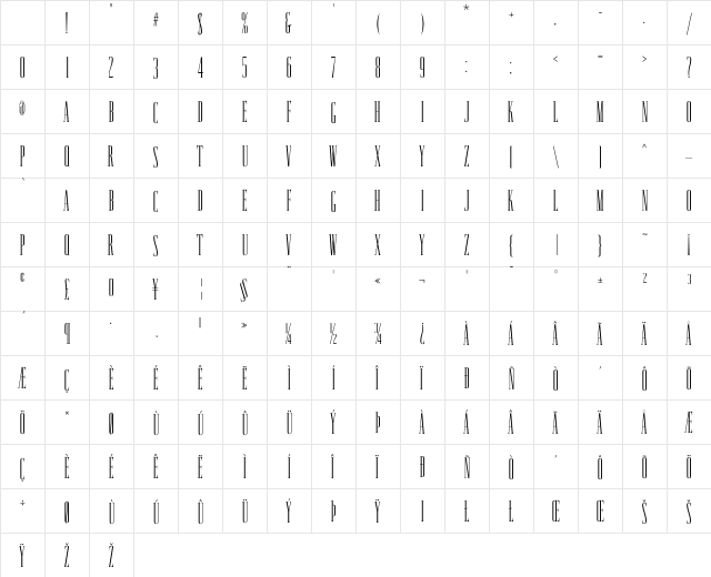 KathCondensed Regular Character Map KathCondensed Regular Character Map
