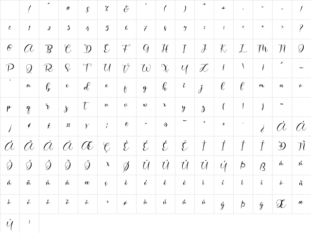 Ainsley Regular Character Map Ainsley Regular Character Map