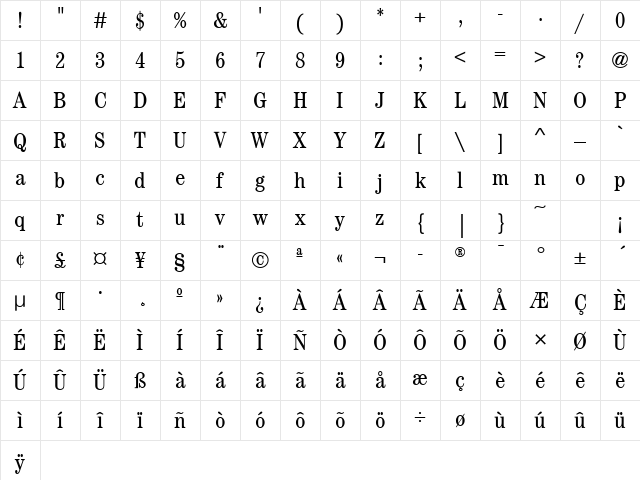CenturyBookCdITC Medium Character Map CenturyBookCdITC Medium Character Map
