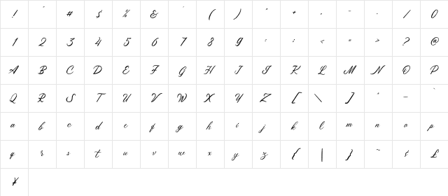 Maryatha Demo Regular Character Map