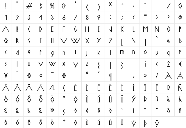 Vacant Light Alternate Regular Character Map Vacant Light Alternate Regular Character Map
