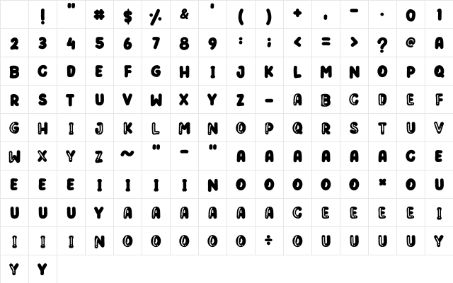 Love Dear - Personal Use Regular Character Map Love Dear - Personal Use Regular Character Map