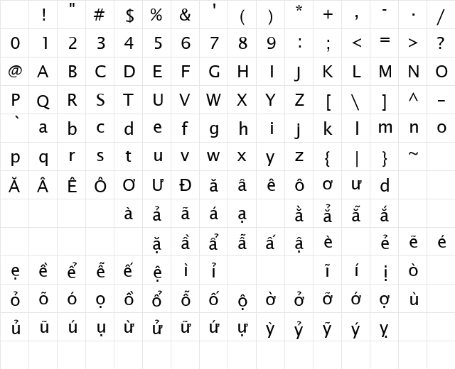 .VnLucida sans Regular Character Map .VnLucida sans Regular Character Map