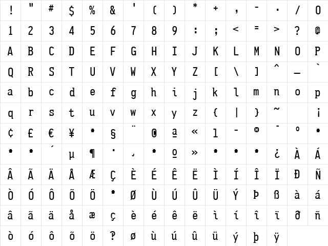 Pennsylvania Regular Character Map