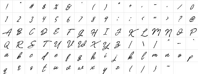 Billenia Standard Character Map