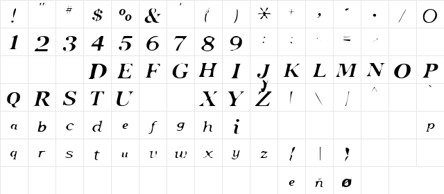 Pensmooth Normal Character Map