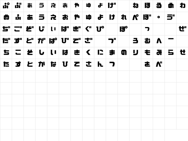 D3 Cozmism Hiragana Regular Character Map