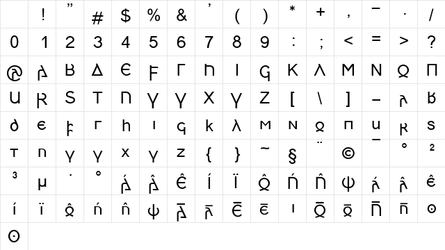 Skeirs Normal Character Map