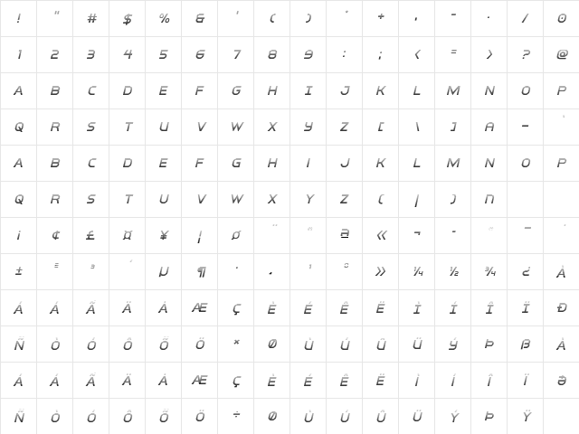 Inter-Bureau Gradient Italic Italic Character Map Inter-Bureau Gradient Italic Italic Character Map