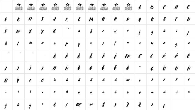 Calligraphy wet Regular Character Map Calligraphy wet Regular Character Map