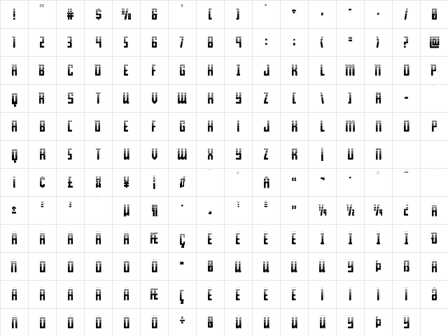 Young Patriot Two-Tone Regular Character Map