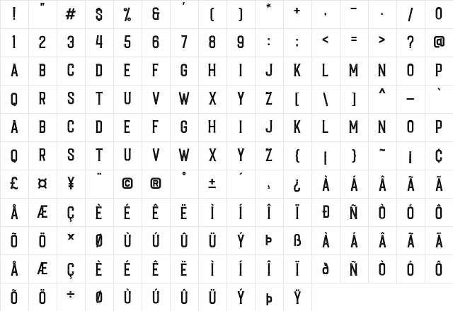 Caligor Stamp Character Map