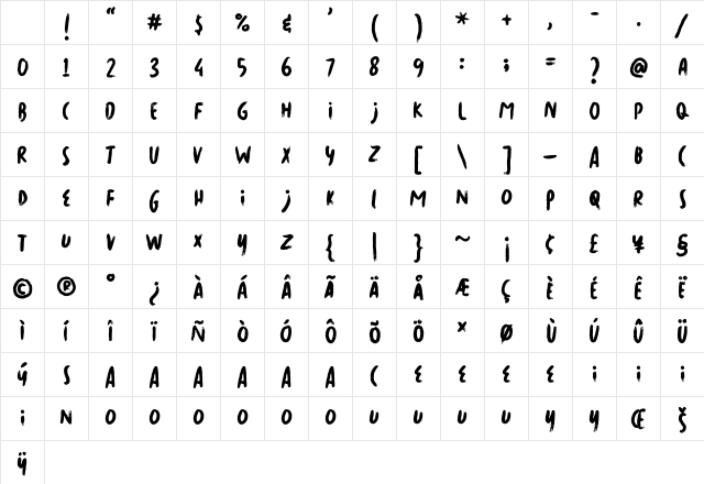 PARIS REBEL Regular Character Map PARIS REBEL Regular Character Map