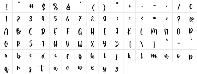 Tuberosa Regular Character Map Tuberosa Regular Character Map
