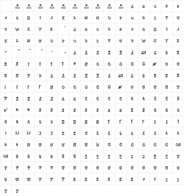 MOSKITOES SHADOW Regular Character Map MOSKITOES SHADOW Regular Character Map