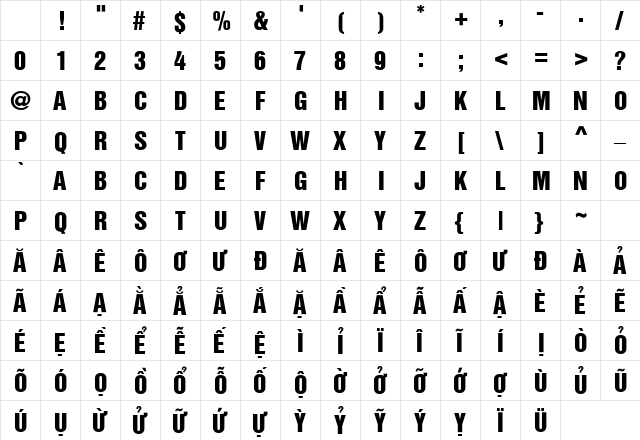 .VnHelvetInsH Medium Character Map .VnHelvetInsH Medium Character Map