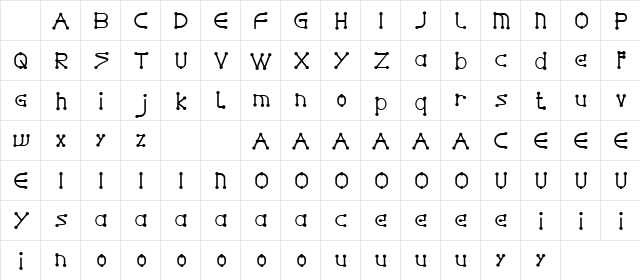 GLADWIN DEMO Regular Character Map