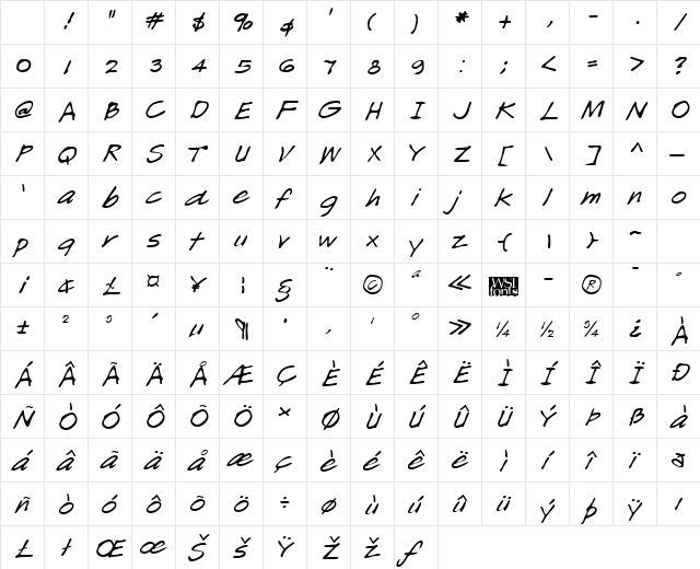 KingsHand Regular Character Map