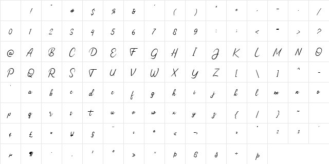 Carolisa Regular Character Map Carolisa Regular Character Map
