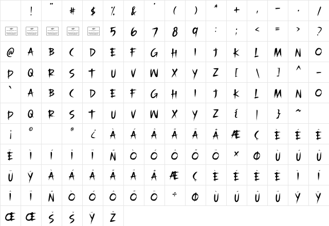 Bonechiller Regular Character Map Bonechiller Regular Character Map