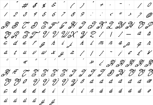 Charlotte Italic Character Map