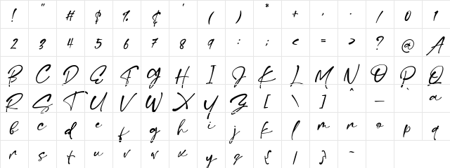 Sachi Script DEMO Regular Character Map Sachi Script DEMO Regular Character Map
