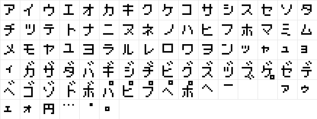 Pokemon GB Japan KT Regular Character Map
