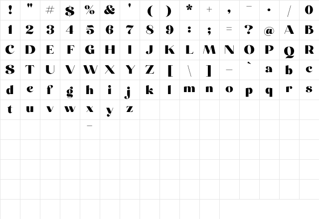 Carneys Gallery Demo Version Regular Character Map