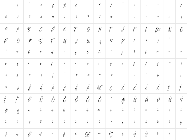 Pejuang Cinta Regular Character Map