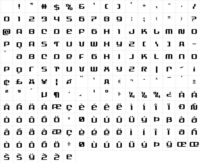 Yeoman Jack Condensed Regular Character Map Yeoman Jack Condensed Regular Character Map