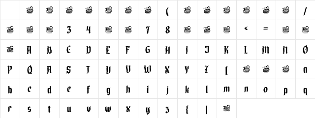 WAXEN Regular Character Map WAXEN Regular Character Map