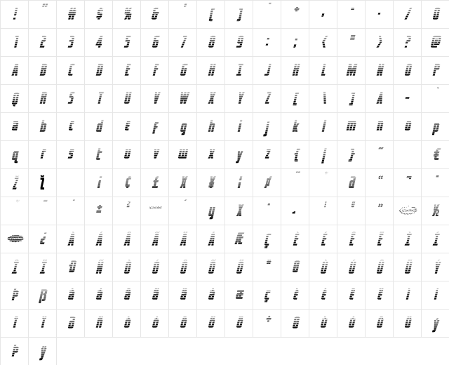 Captain Canaveral GradientItal Italic Character Map Captain Canaveral GradientItal Italic Character Map