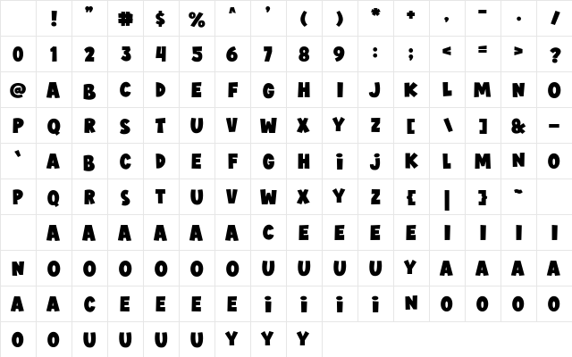 JIMMY BOYZ Regular Character Map JIMMY BOYZ Regular Character Map