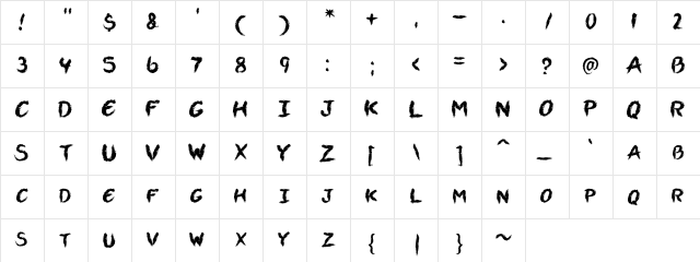 VTCAllSkratchedUpOne Regular Character Map VTCAllSkratchedUpOne Regular Character Map