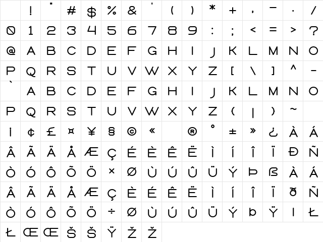 Queental Bold Character Map Queental Bold Character Map