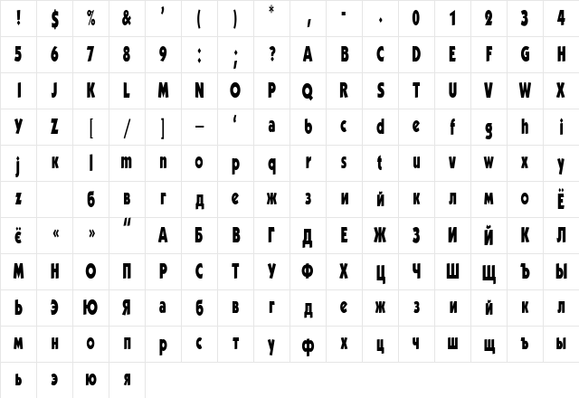 KabelCondensed ExtraBold Character Map