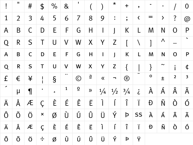 Meta Normal Lf Caps Character Map