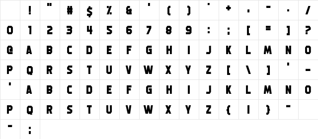 Machine Gunk Regular Character Map