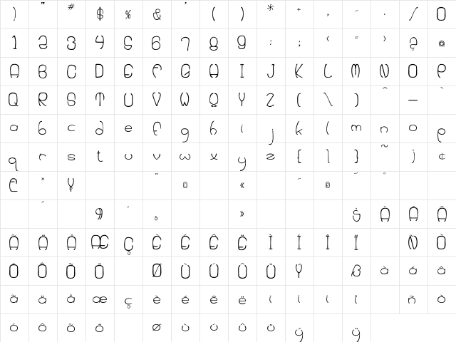 Huevo Regular Character Map Huevo Regular Character Map
