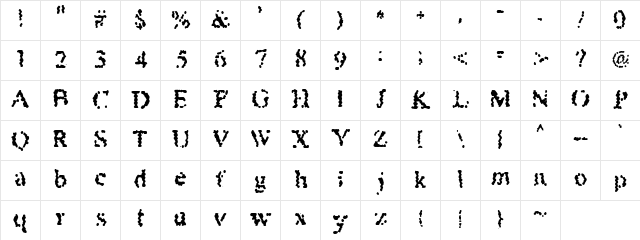 Fear Shiver Regular Character Map