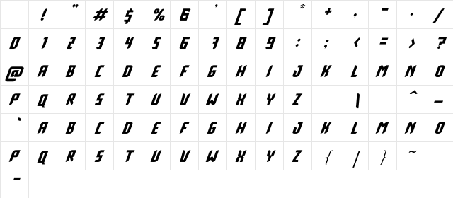 White Systemattic Duo Italic Regular Character Map