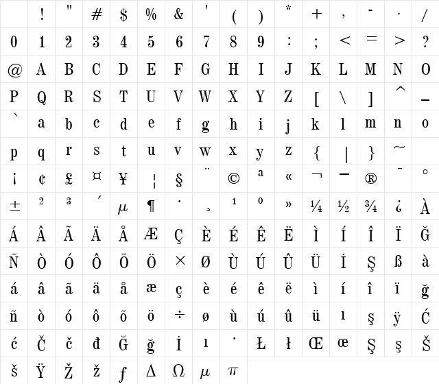 00672 Regular Character Map