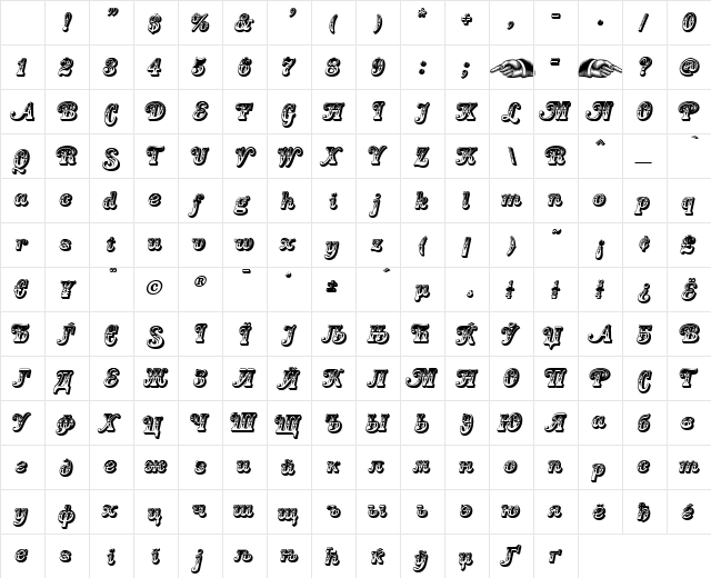 Country Western Swing Regular Character Map