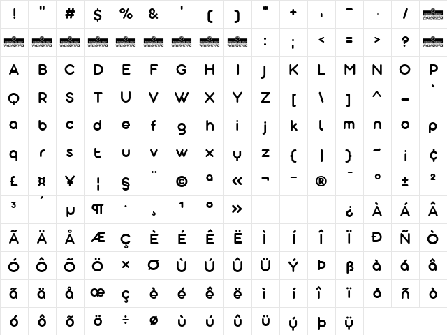 Aristotelica Display Trial DmBd Regular Character Map