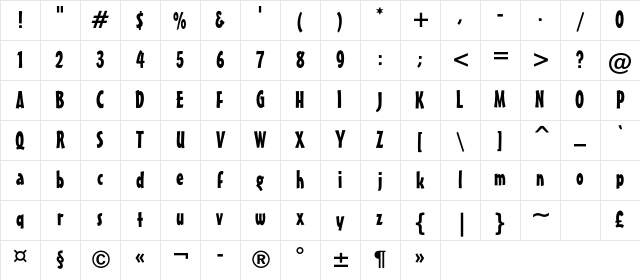 Maestro Regular Character Map